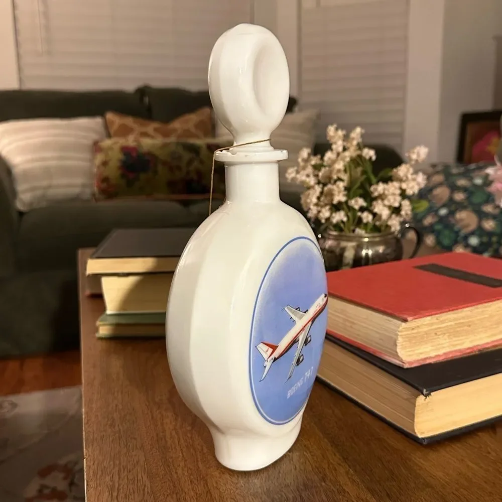 Vintage Rare 1969 Boeing 747 Jet Aviation Dant Distillery Whiskey Glass Decanter